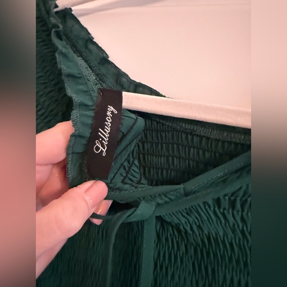 Green Ruffled Tiered Midi Sundress - Picture 4 of 7